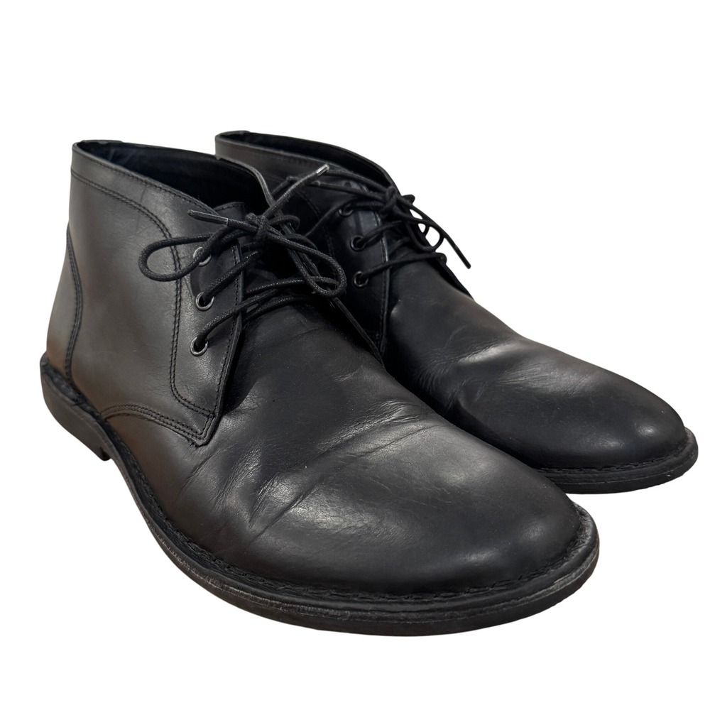 Crown Vintage Casper Mid Chukka Boots Leather Lace Up Casual Black 13‎ Preppy